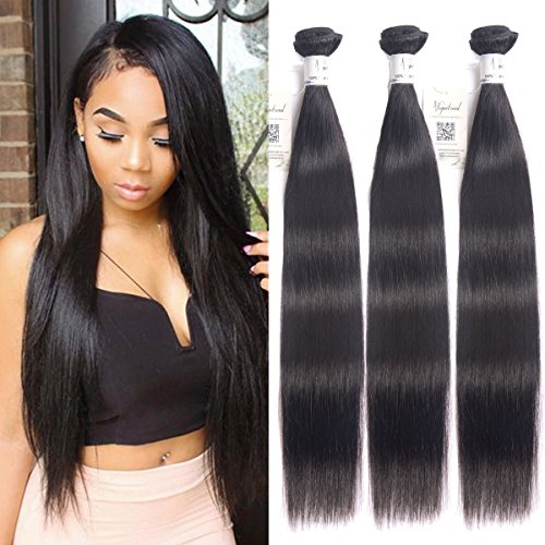 Voguetrend Hair Brazilian Straight Hair 3 Bundles 8A Unprocessed Virgin Hair Human Hair Bundles Natural Color(10 12 14)