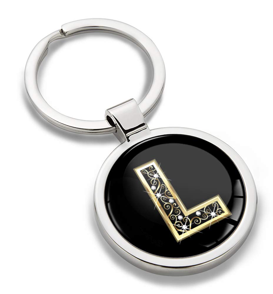Biomar Labs Letter Keychain Alphabet Initial Keyring 3D Metal Stainless Steel Personalised Initials Charm for Car Keys and House Keys Available in Gold (L in Gold KK 64)