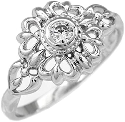 リュイール ダイヤモンド プラチナ Pt900 レディース 一粒 ダイヤ 花 リング アンティーク 特売 9 5号 透かし 指輪