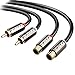 J&D 2 RCA Extension Cable, RCA Cable, Gold Plated Copper Shell Heavy Duty 2 RCA Male to Female Stereo Audio Extension Cable, 6 Feet