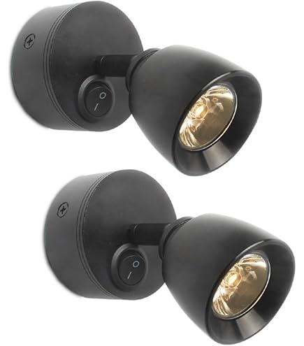 2-Pack 12V LED Wall Sconce Light Fixture With Switch – Metal Base & Acrylic Lens, 4000K Natural White, For RV, Camper, Trailer, Boat