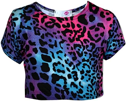 FAST TREND CLOTHING Tween Kids Girls Neon Fluorescent Plain Short Sleeves Crop Tops Dance Wear Gymnastic Fancy Dress Age: 5-13 Years by Fast-Trend