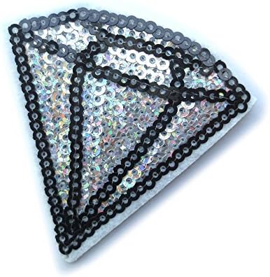DadaCrafts(TM) Glitter Sequin Silver Diamond Iron On Sewn On Applique Patch For Jeans Clothes