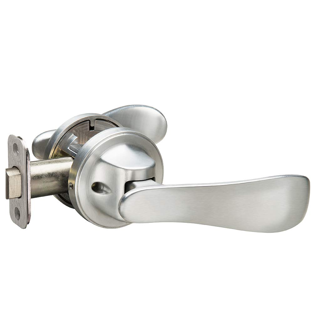 Photo 1 of **ONE HANDLE IS MISSING**Yale P5101N01 Navis Paddle Passage Lever (Push/Pull to Open), Hands-Free Opening – Push with Your Hip, Satin Nickel