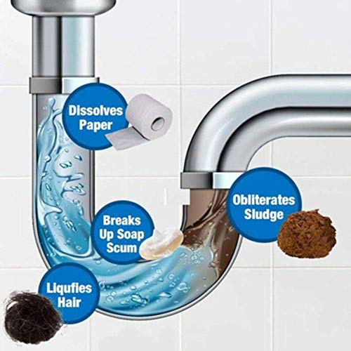 Powerful Sink and Drain Cleaner Chemical Powder Agent for Kitchen Toilet Pipe Dredging, Quick Foaming Toilet Cleaner, Hair Grease Clog Remover, Drain Opener (White, 110G)