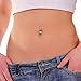 Belly Ring Big Cubic Zirconia Crystal Clear Belly Button Ring 14G with 1 Belly Retainer