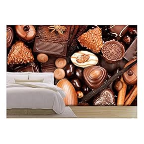 Chocolates Background. Praline Chocolate Sweets - Removable Wall Mural | Self-Adhesive Large Wallpaper - 66x96 inches