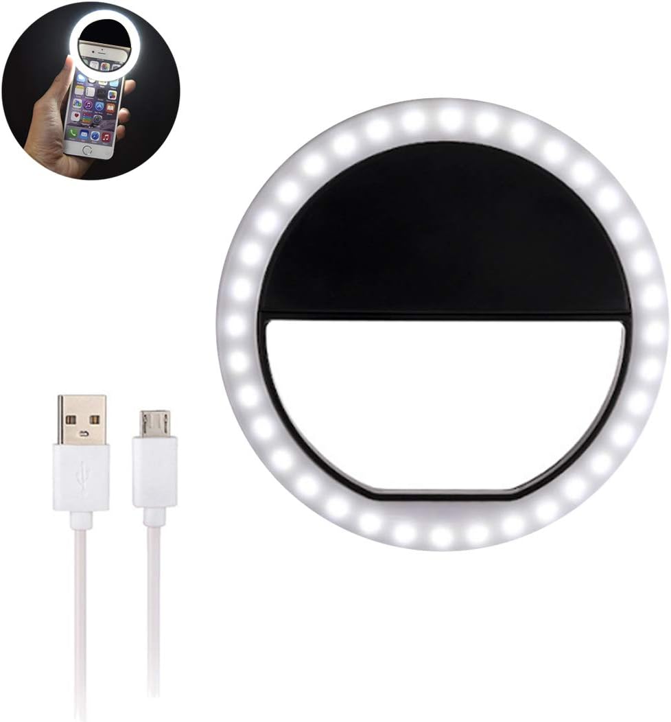 Aroland Ring Light for Phone Selfie Light Adjustable Brightness Selfie Light with 36 LED USB Rechargeable Make Up Light Ring Clip-on Circle Light for All Type Phone
