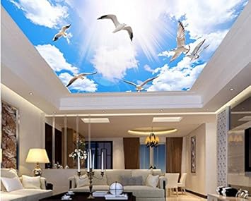 Lqwx Customize 3d Sky Ceiling 3d Stereoscopic Wallpaper Blue Sky