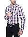 Mens Plaid Casual Dress Shirt Long Sleeve Button Down Shirts (Red/Blue/Burgundy)