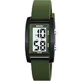Gosasa Fashion Women&rsquo;s Men's Digital Big Numbers LED Watches | Unisex Sport Casual Wrist Watch,Rectangular Face, Waterproof ,Silicone Strap,EL Backlight