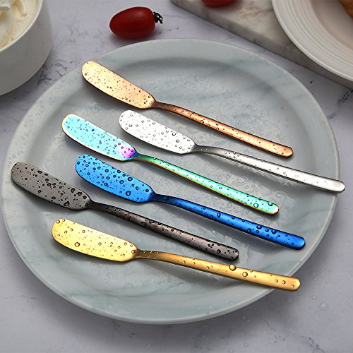 Stainless Steel Butter Knife, Set of 3, Elegant Butter Spreader,Serve Your Butter, Breakfast Spreads,Cheese and Condiments (Blue, 3)