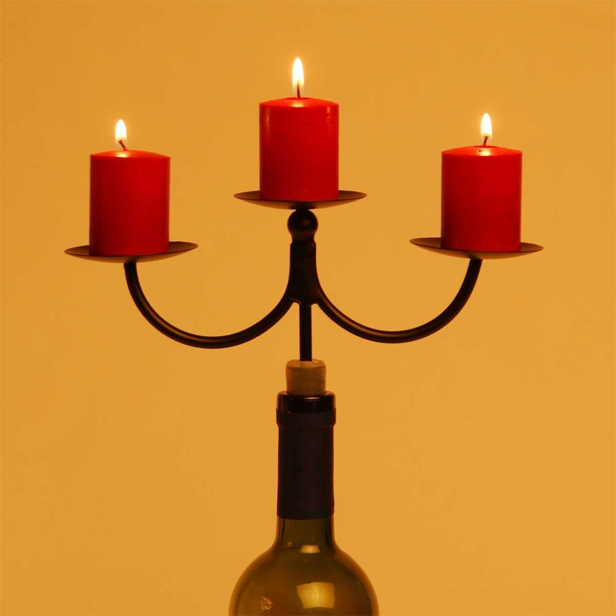Oenophilia Afterglow Wine Bottle Candelabra, Wine Bottle Candle Holder, 5 Candle Holder Tapers: Wine Accessories: Kitchen & Dining