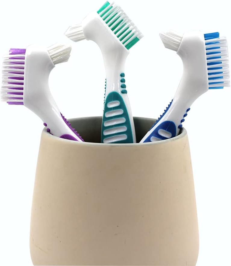 2 Packs Denture Bath Cases and 2 Packs Denture Cleaner Brushes kit, Portable Professional Denture Cups Denture Boxes Dentures Container with Removable Basket for Home Use (Blue, Pink, Purple): Health & Personal Care