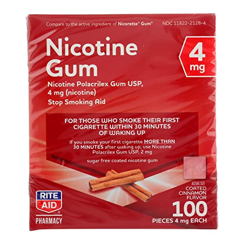 Rite Aid Nicotine Gum, 4 mg, Cinnamon Flavor 100 Pieces Quit