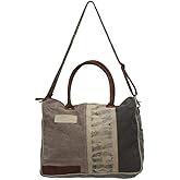 Myra Bag Womens Canvas Purse - Leather and Canvas Bags for Women with Fabric Body, Aesthetic Cloth Handbags for Work, College
