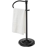 Black Bath Hand Towel Holder Stand,Stainless Steel 16 Inch Free Standing Towel Rack,Heavy Weight Towel Bar for Bathroom Vanity Countertop &Kitchen