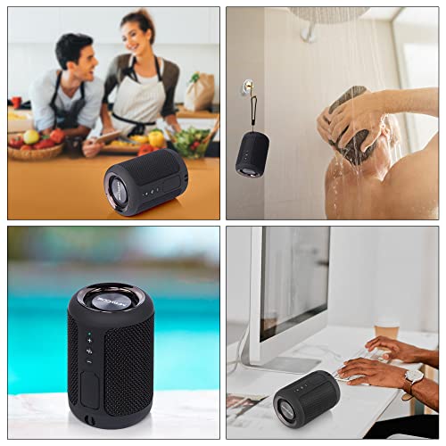 MAWODE Bluetooth Speakers, T10 Waterproof Speaker, 8 Hr Playtime Portable Speaker, Small, Lightweight, Mini, Wireless, Shower Speaker, Aux & TF Card Support (Black)