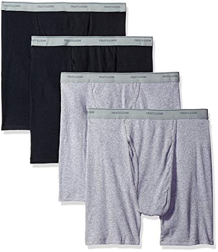 Fruit of the Loom Pack of 6 Men's Breathable Boxer Brief Multipack, Black/Gray, X-Large