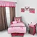Bacati Butterflies/Ladybug Pink/Chocolate 4 Piece Girls Toddler Bedding Set, 100 Percent Cotton Includes Reversible Comforter, Fitted Sheet, Top Sheet and Pillow Case for US Standard Toddler Bed