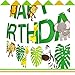 Jungle Safari Birthday Party Decoration Set, Party Supplies, Animal Balloons Cupcake Topper Leaves