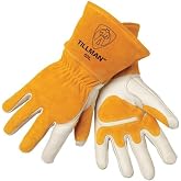 John Tillman Medium 14"" Gold and Pearl Top Grain Split Back Cowhide Fleece Lined MIG Welders Gloves with 4"" Cuff and Kevlar Thread Locking Stitch (Carded)" (50 M)