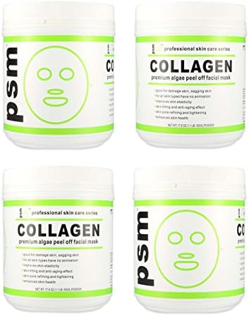 (Set of 4) psm COLLAGEN Premium Algae Peel Off Facial Mask Powder for Professional Skin Care 17.6 OZ (1.1LB / 500g)