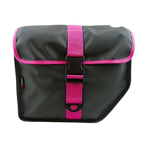 Walco Design Commuter Pannier Bag, Double Bike Rack Bag for Women, Durable 21 Liter Bicycle Rear Bag, Grey/Pink