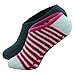 Skidders Womens Soft Touch Grip Socks - One Size Fits All, 2-Pack - White with Pink Stripes / Charcoal
