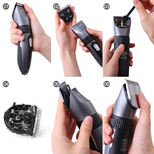 NOOA Hair Clipper/Trimmer for Men, Cordless Rechargeable Lithium Lon LCD Hair Cutting Kit with Blades,Guide Combs,Hair Clipper Oil and Brush - Thumbnail 7