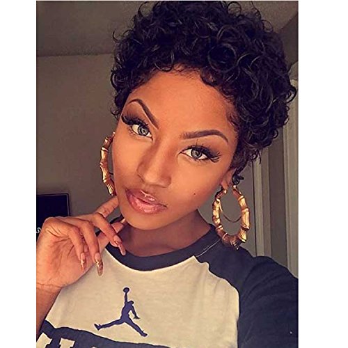 Aisi hair black synthetic wigs short afro curly wig for…