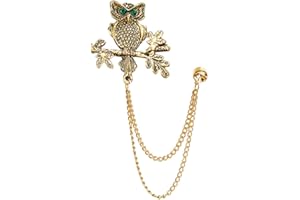 XUN ZHE Vintage Animal Tassel Chain Pin Brooch for Men Women,Punk Buck Suit Tie Lapel Pin,Deer Ram Owl Rhinestone Collar Chain Pin for Boyfriend Gifts