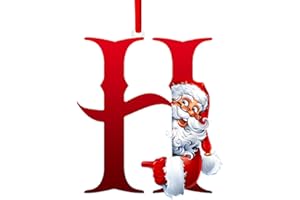 MUISED Christmas Decorations Personalized 26 Letter Tree Ornments Santa Claus Ornments Monogram Initial Letter H Tree Ornments Alphabet Christmas Ornaments Hanging Name Word Red Santa Christmas Tree Ornament