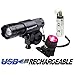 Sunspeed Waterproof USB Rechargeable LED Bike Light Set - LED Bright Headlight for Front and 1 Free USB Rechargeable Tail Light - 1 USB Rechargeable Battery Included - No-hassle Replacement Guarantee
