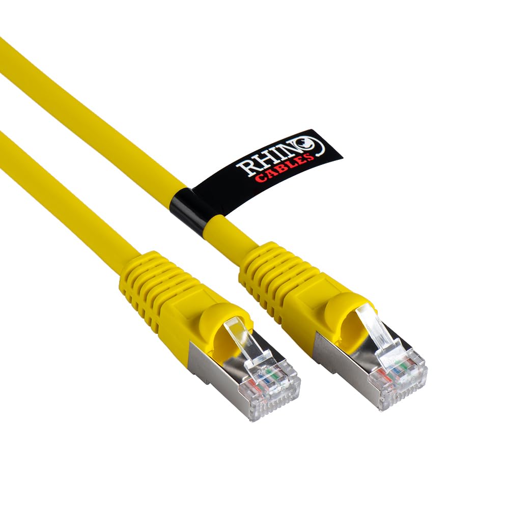 rhinocables CAT 6a Ethernet Cable | 10Gbps S/FT High-Speed & Large Bandwidth Data Transfer | Reliable LAN Network RJ45 Cable | Wi-Fi Broadband Cable for Seamless Gaming & Streaming (15m, Yellow)