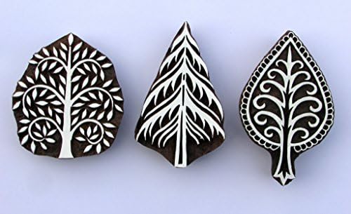 ANHANDICRAFTS Wooden Printing Stamp (set of 3 pcs) wooden printing blocks | textile printing blocks | block printing stamp |stamp for printing | printing block for fabric | Block Hand-Carved| Pottery Crafts and Textile Printing | USE: This Product Print on Fabrics, Paper etc