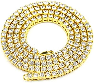 Angelcrab jewelry Punk Hip Hop Round Cut 5mm Cubic Zirconia Tennis Chain Necklace, 20'' 24'' 30'' (30)