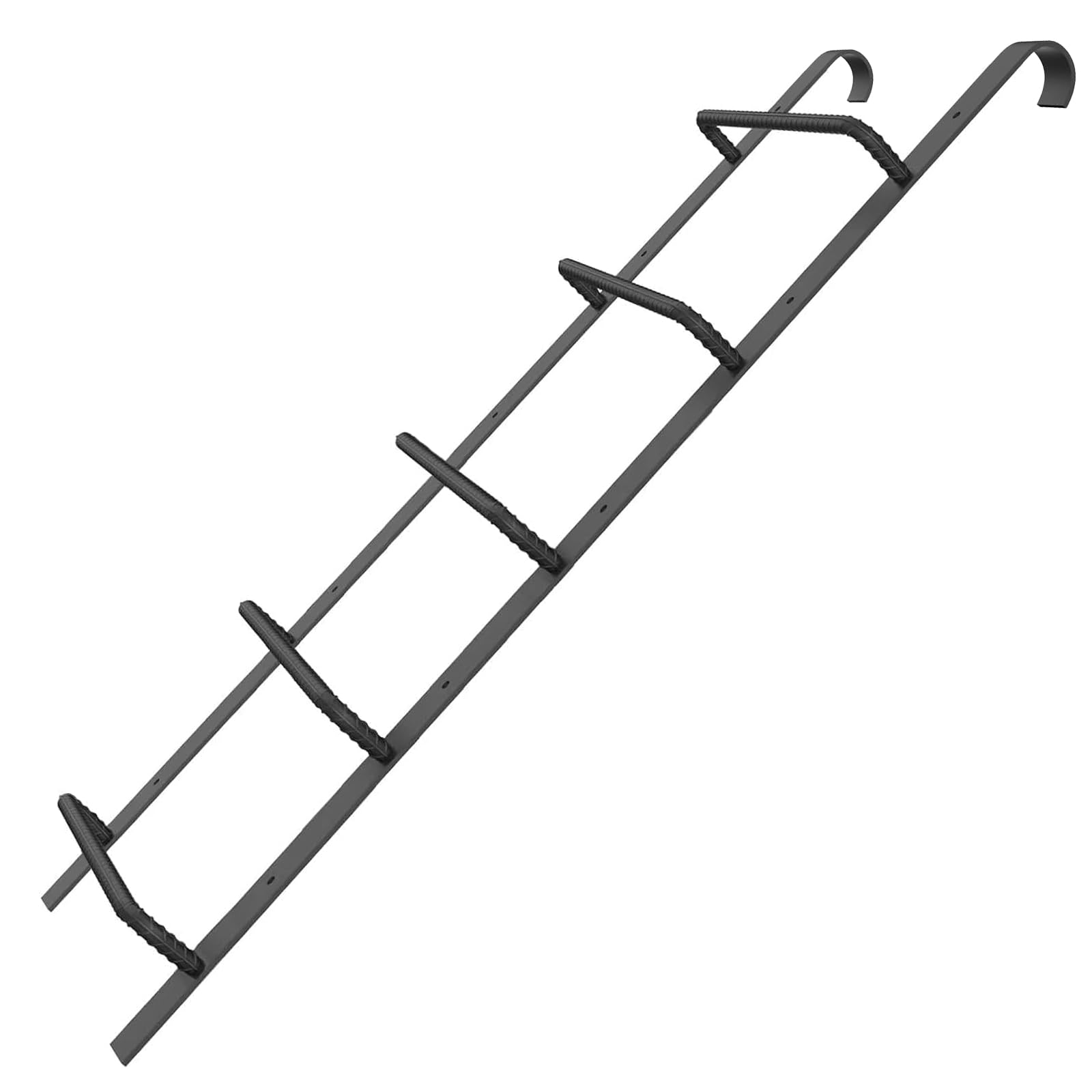 Photo 1 of 5-Rung Window Well Ladder, Heavy Duty Steel Basement Egress Ladder, Fire Escape Ladder for Emergency Home Safety(56.2" Lx17.9 W, Hooked, Matte Black)