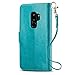 J&D Case Compatible for Samsung Galaxy S9 Plus Case, RFID Blocking Wallet Case, Slim Fit Heavy Duty Protective Flip Cover with Card Slots for Galaxy S9 Plus Wallet Case Aqua