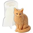 Cestony 3D Sitting Cat Shape Candle Silicone Molds for DIY Candle Resin Pillar Aromatherapy Candles Wax Soap Flower Specimen Clay Craft Desk Decor Making Tools