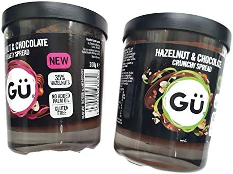 GU Hazelnut & Chocolate Spread No Palm Oil Gluten Free Crunchy & Velverty Variety 2 Pk Bundle