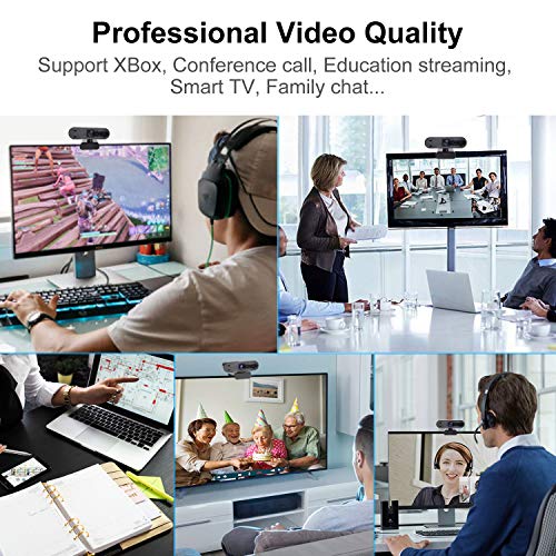 1080P Webcam with Microphone, Auto Focus Streaming Web Camera, USB Computer Camera for PC Mac Laptop Desktop Video Calling Conferencing Recording Gaming Online Classes