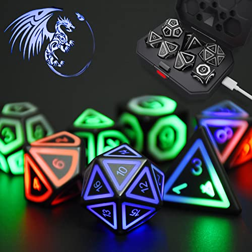 Dungeons and Dragons Dice Set Rechargeable DND Dice with Charging Box for MTG,Role Playing Table Games, RPG Polyhedral