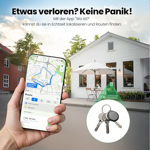 TECKNET Air Tracker Tag Key Finder, Smart Tag Compatible with Apple Where is App (iOS Only), Rechargeable, Waterproof, Bluetooth Key Finder for Luggage/Bags/Key/Pet (Pack of 4)