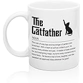 XQLZY Catfathe Coffee Mug, Cat Father Mug, Funny Cat Lover Gifts for Men Dad Friends Family, Birthday Gifts Father's Day for Men Fathers Daddy Stepdad Catfather Brother Uncle