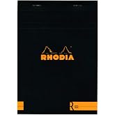 Rhodia"R" Premium Stapled Notepad - Lined 70 sheets - 6 x 8 1/4 - Black Cover
