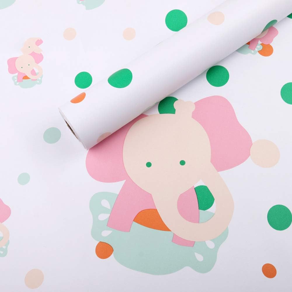 TAOGIFT Self Adhesive Vinyl Elephant Polka Dots Wallpaper for Kids Girls Boys Nursery Room Bedroom Walls Removvable and Waterproof 45CMX3M - Image 3
