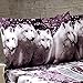 BEDnLINENS HIG 3D Bed Sheet Set -4 Piece 3D White Mountain Wolves Printed Sheet Set King Size (Y08) - Soft, Breathable, Hypoallergenic, Fade Resistant -Includes 1 Flat Sheet,1 Fitted Sheet,2 Shams