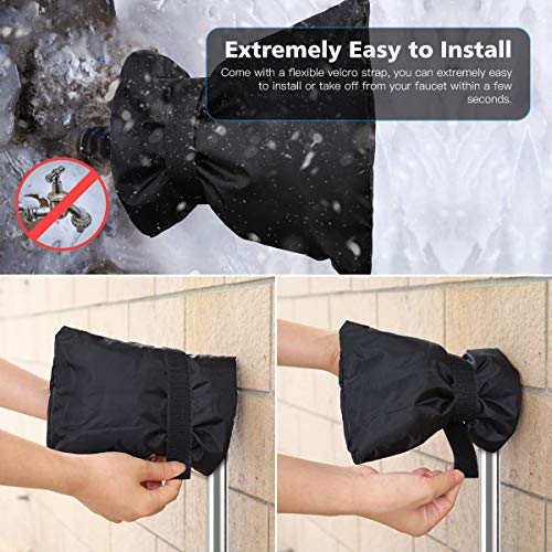 BOENFU Outdoor Faucet Covers, 8.7" H x 7.1" W, 2PCS Outside Garden Faucet Water Sprinkle Valve Insulation Wrap, Hose Bib Spigot Pipe Tap Pouch Protector Spout Cover Socks for Winter Freeze Protection