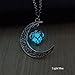KeyZone Women Fluorescence Glow in The Dark Crescent Moon Heart Necklace Jewelry Light Blue